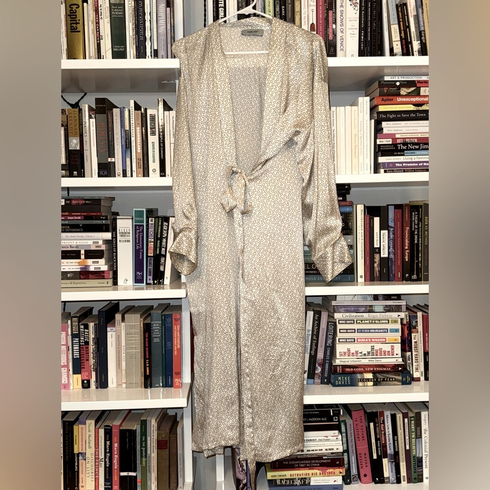 Rachel Comey printed silk wrap robe dress side tie side slit